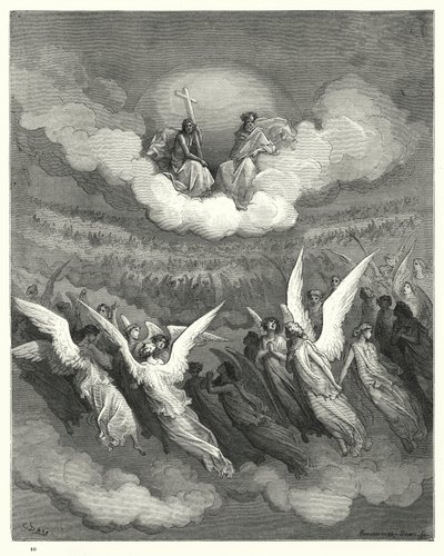 Illustratie van Gustave Doré voor Miltons Paradise Lost, Boek III, regels 347-349 door Gustave Dore